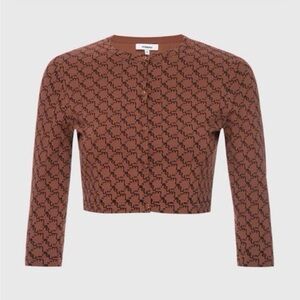 Miaou Brown Logo Crop Cardigan